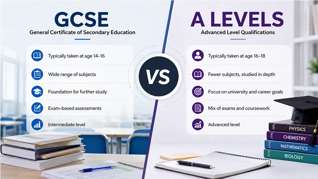 Difference between GCSE and A levels