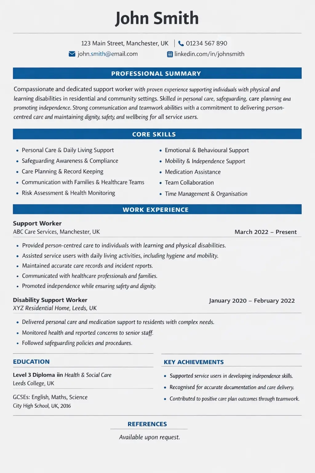 Support Worker Resume